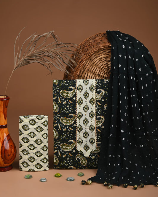 Premium Gota Patti Work Cotton Suit Set With Chiffon Dupatta