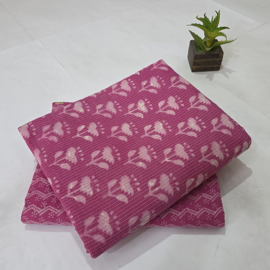 Pure Cotton Kantha Handblock Printed 2PC Top-Bottom Suit Set