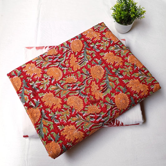 Pure Soft Cotton Handblock Printed 2PC Top-Bottom Suit Set