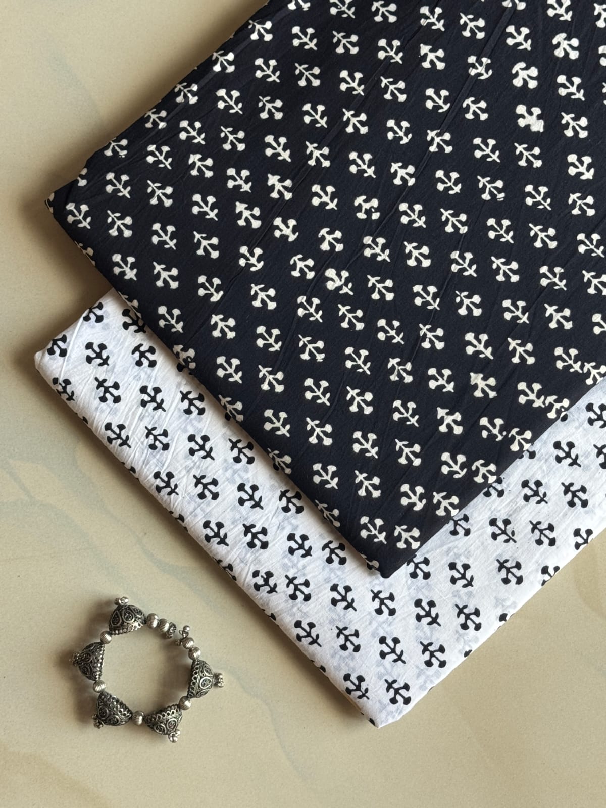 Pure Soft Cotton Handblock Printed 2PC Top-Bottom Suit Set (2.50 Meter Each)