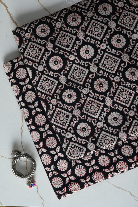 Pure Soft Cotton Handblock Printed 2PC Top-Bottom Suit Set (2.50 Meter Each)
