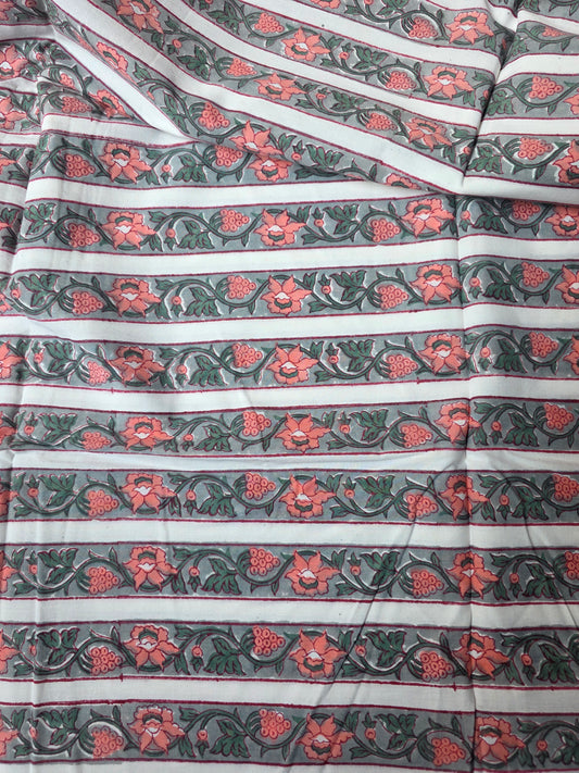 Pure Soft Cotton Handblock Printed Fabric