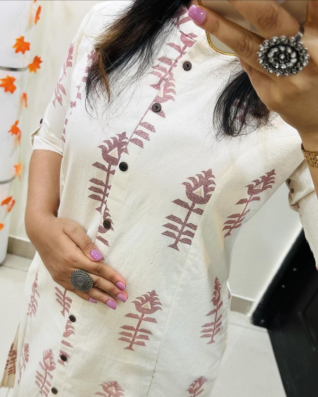 Premium Floral Fine Cotton Printed A-Line Pattern Kurti-Palazzo Set