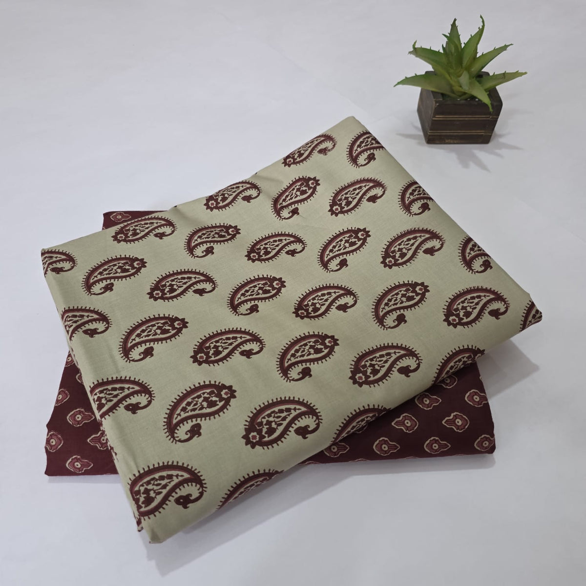 Pure Soft Cotton Handblock Printed 2PC Top-Bottom Suit Set