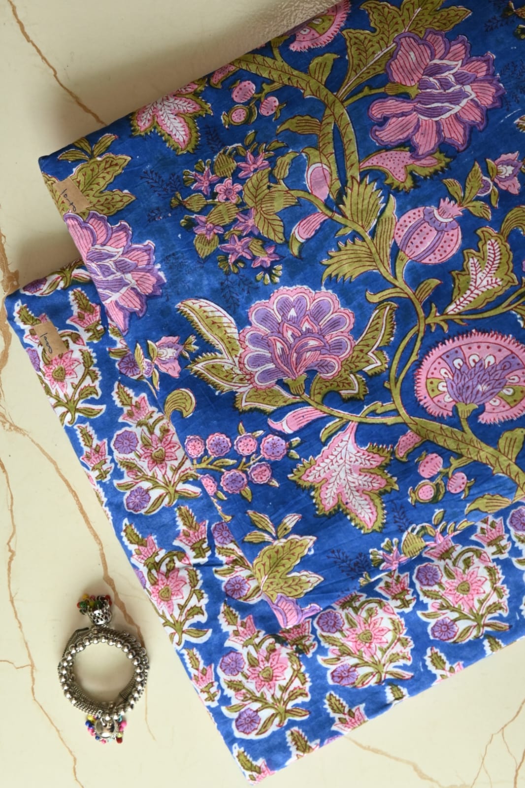 Pure Soft Cotton Sanganeri Handblock Printed 2PC Top-Bottom Suit Set (2.50 Meter Each)