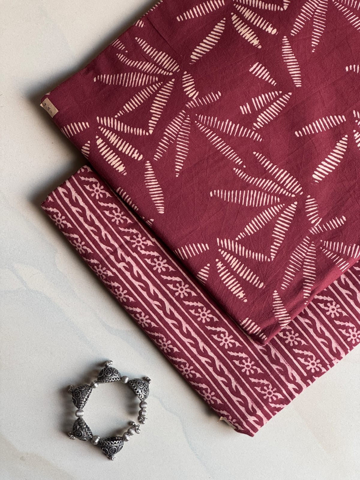 Pure Soft Cotton Handblock Printed 2PC Top-Bottom Suit Set (2.50 Meter Each)