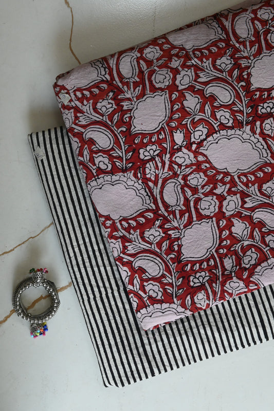 Pure Soft Cotton Handblock Printed 2PC Top-Bottom Suit Set (2.50 Meter Each)