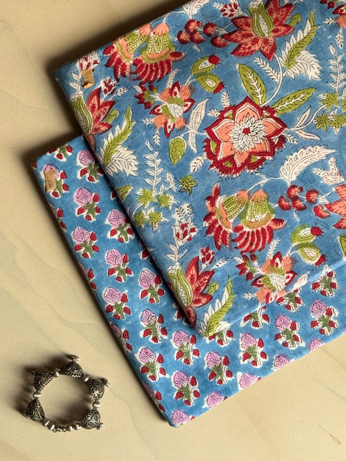 Pure Soft Cotton Handblock Printed 2PC Top-Bottom Suit Set (2.50 Meter Each)