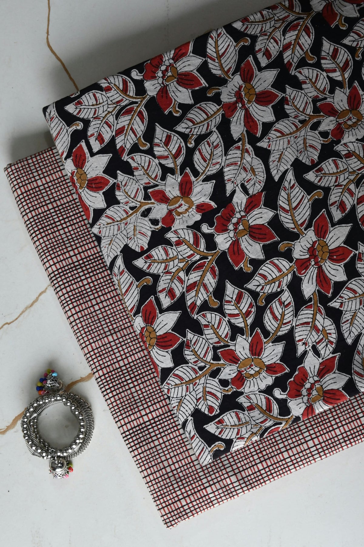 Pure Soft Cotton Handblock Printed 2PC Top-Bottom Suit Set (2.50 Meter Each)