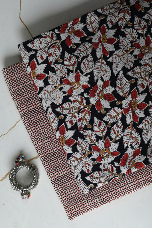 Pure Soft Cotton Handblock Printed 2PC Top-Bottom Suit Set (2.50 Meter Each)