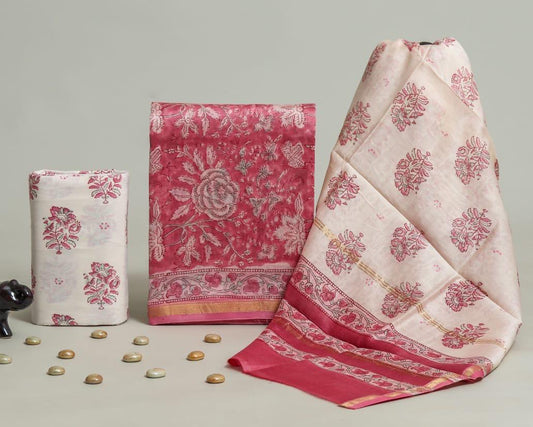 Designer Hand Painted Chanderi Silk Suit Set