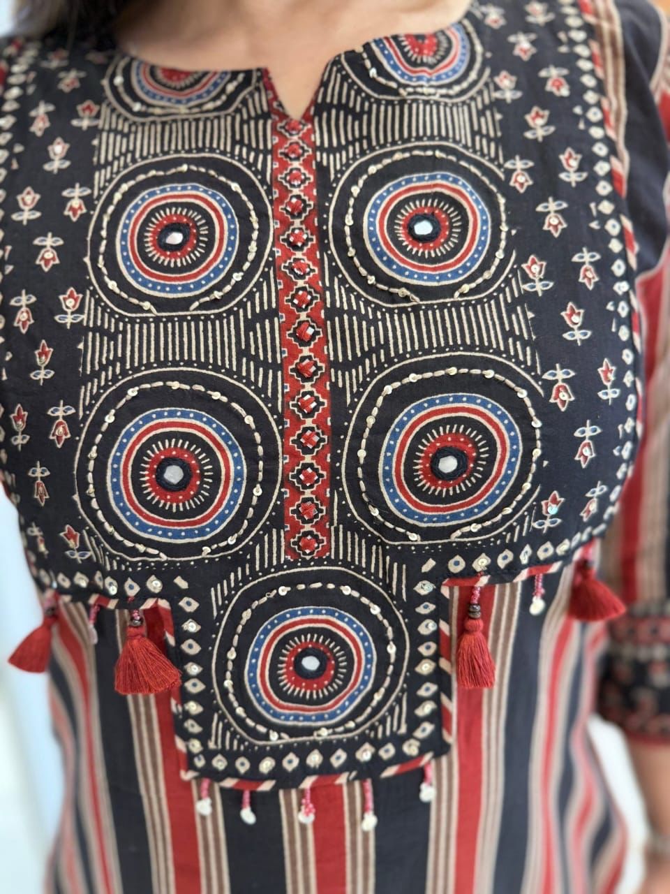 Premium Cotton Suit Set With Detailing Work On Yoke