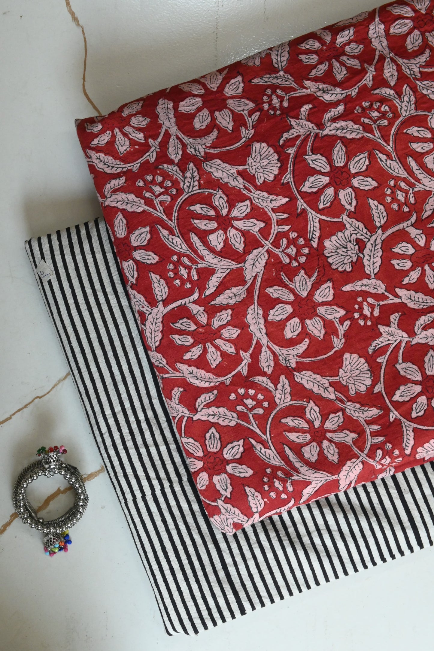 Pure Soft Cotton Handblock Printed 2PC Top-Bottom Suit Set (2.50 Meter Each)