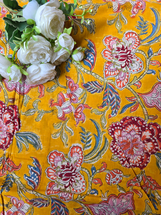 Pure Soft Cotton Handblock Printed Fabric