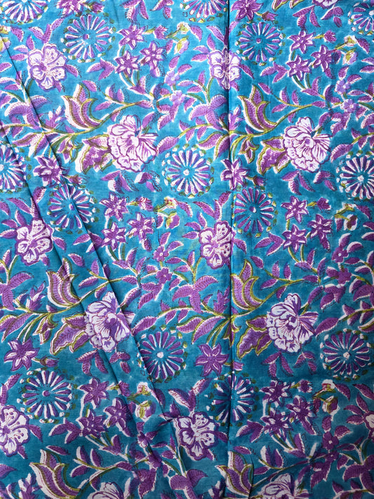 Pure Soft Mulmul Cotton Handblock Printed Fabric