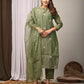 Elegant Coral Chanderi Silk Hand-Embroidered Suit Set with Dupatta