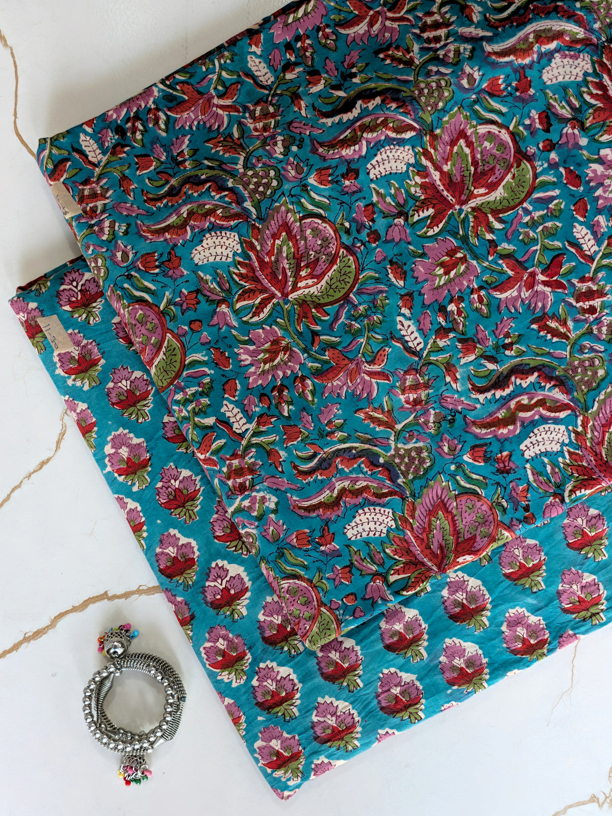 Pure Soft Cotton Sanganeri Handblock Printed 2PC Top-Bottom Suit Set (2.50 Meter Each)