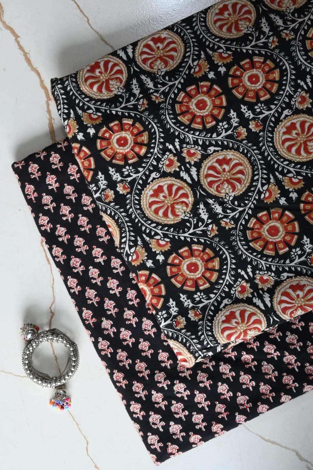 Pure Soft Cotton Handblock Printed 2PC Top-Bottom Suit Set (2.50 Meter Each)