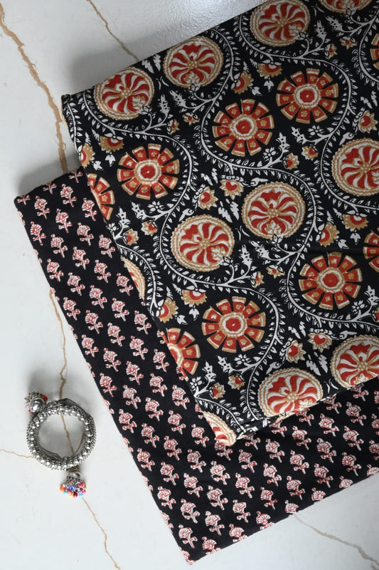 Pure Soft Cotton Handblock Printed 2PC Top-Bottom Suit Set (2.50 Meter Each)
