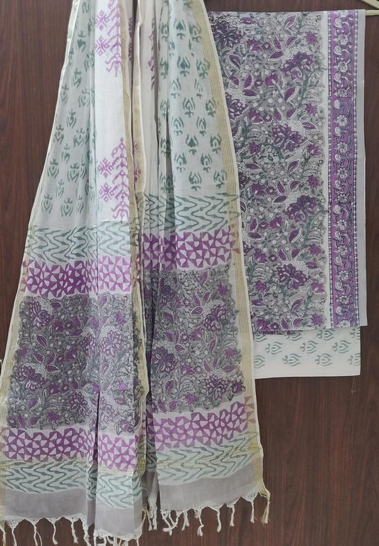 Pure Soft Cotton Hand Block Printed Suit Set