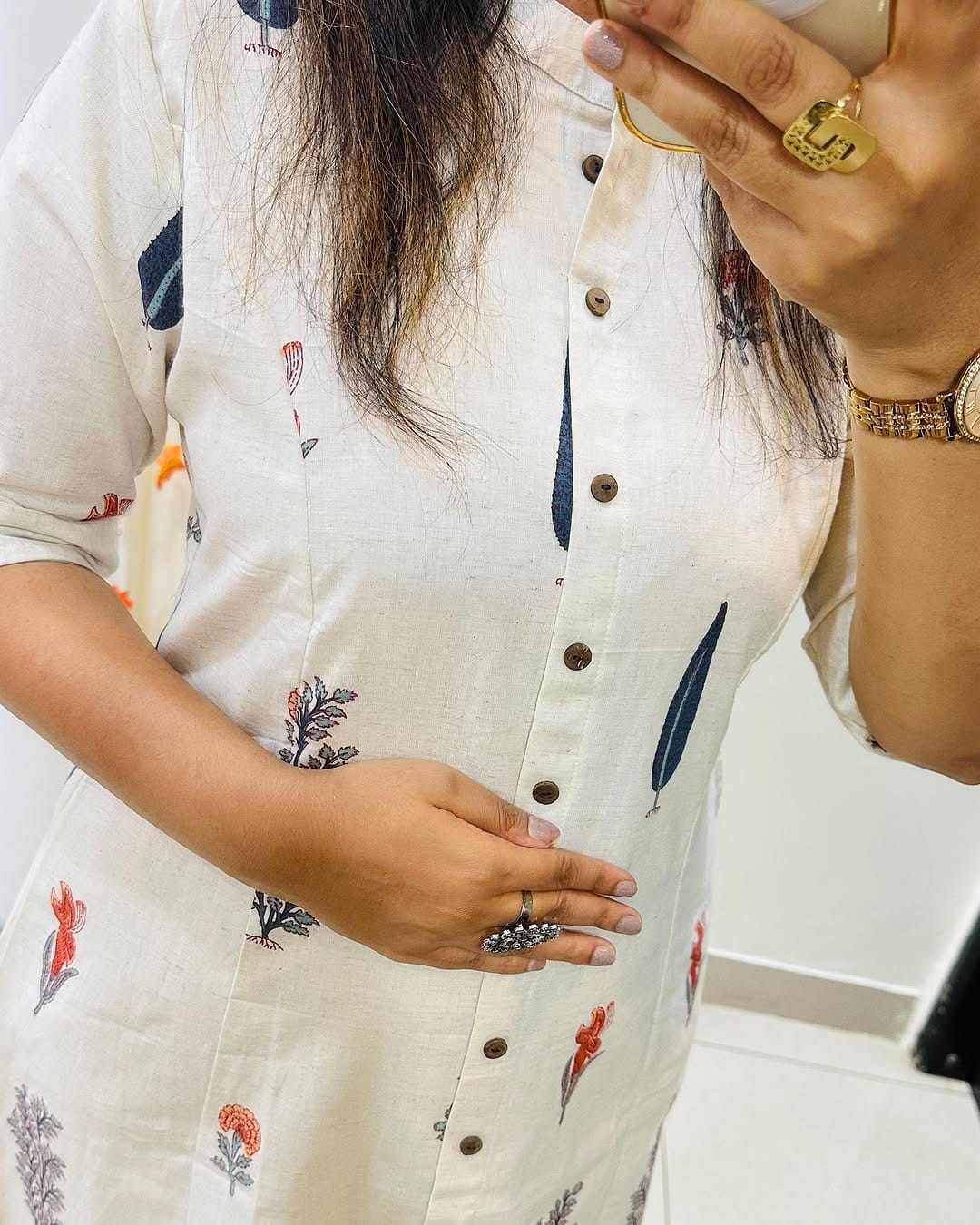 Premium Floral Fine Cotton Printed A-Line Pattern Kurti-Palazzo Set