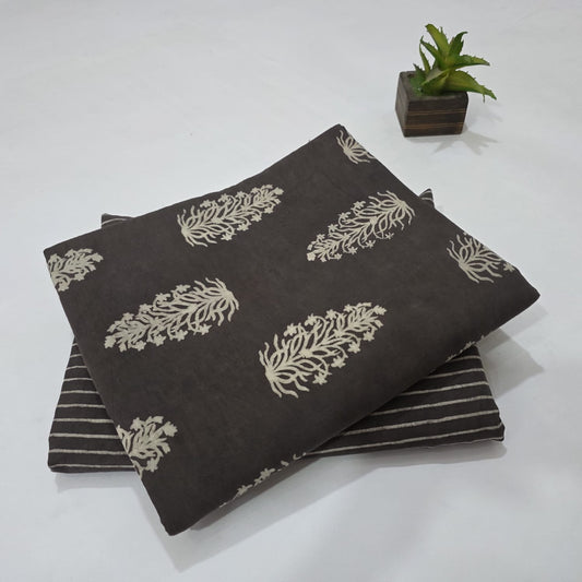 Pure Soft Cotton Handblock Printed 2PC Top-Bottom Suit Set