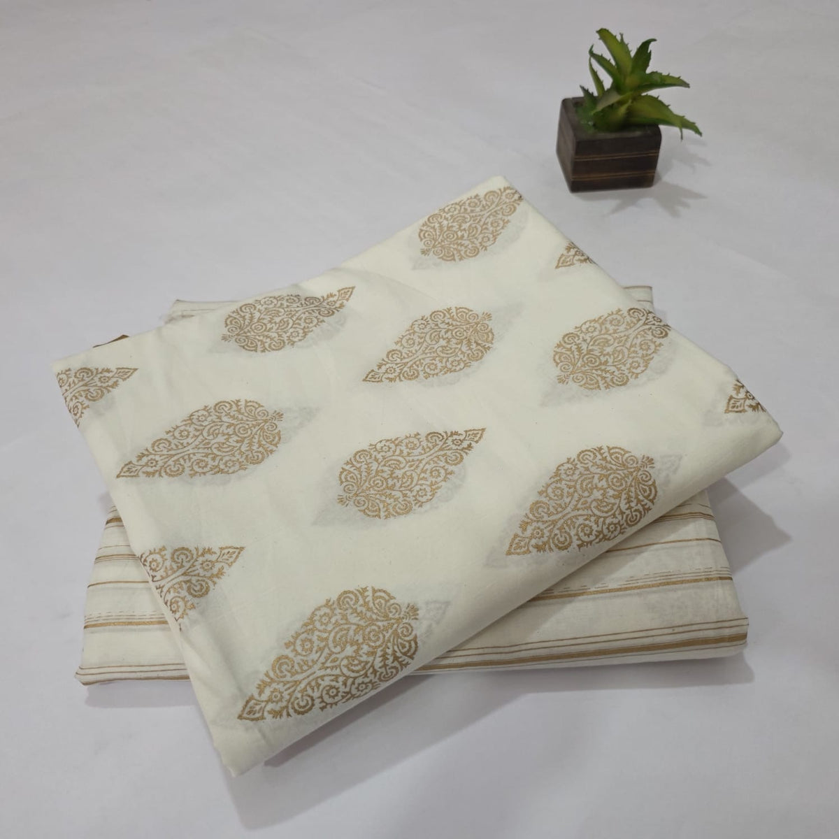 Pure Soft Cotton Handblock Printed 2PC Top-Bottom Suit Set